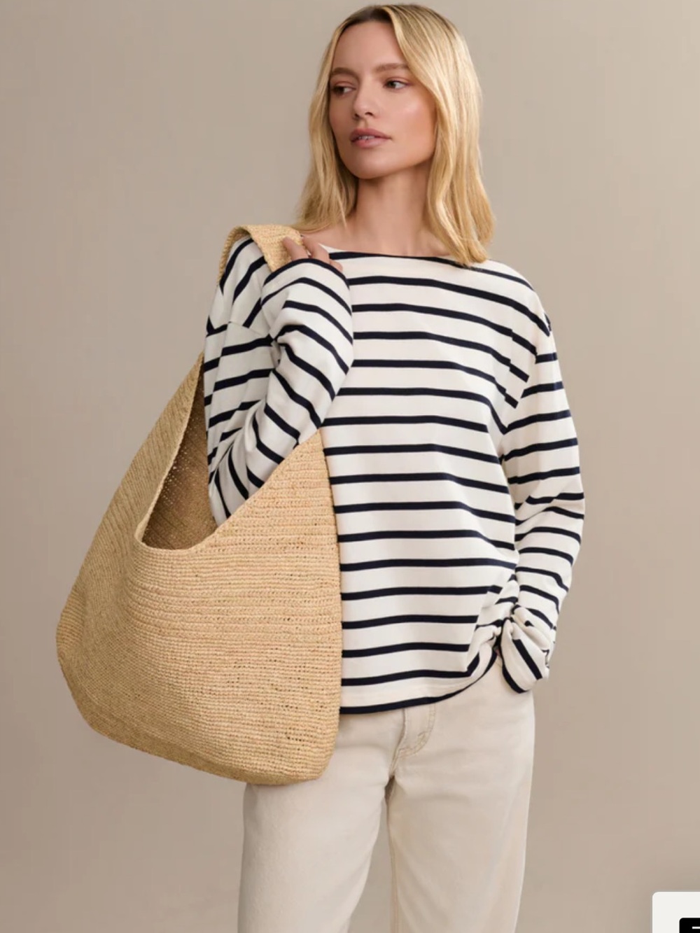 Woven Straw Shoulder Bag in Tan - Picture 5 of 5